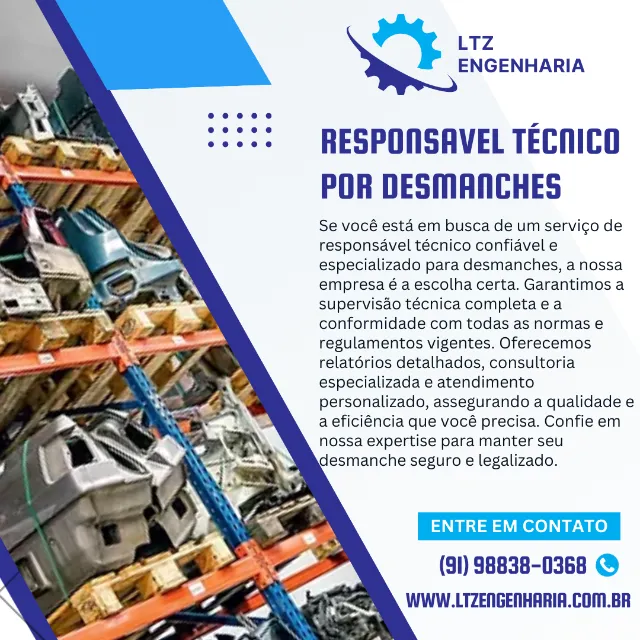 Engenheiro Mecânico Responsável Técnico por Desmanches