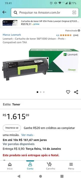 Cartucho de Toner Lexmark 56FBH00 - Alto Rendimento - Foto 4