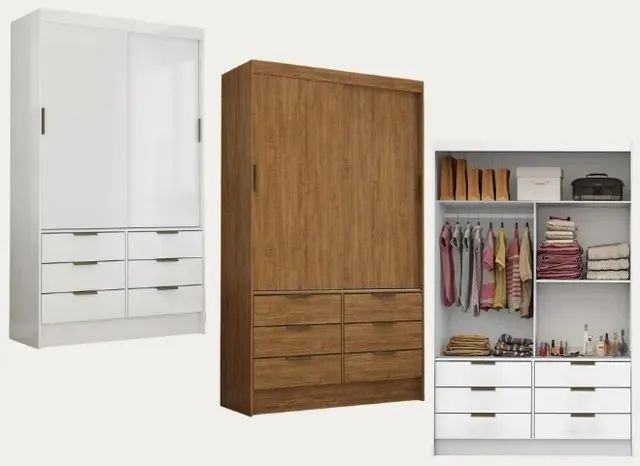 Roupeiro 6Gavetas 2Ptas Correr Solteiro 1.08M. São Produtos Novos Direto da Fábrica. - Foto 2