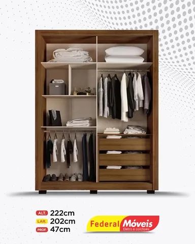 Guarda Roupa 2 Portas 3 Gavetas c/ Espelho  Super Lindo Fazemos Entrega - Foto 2