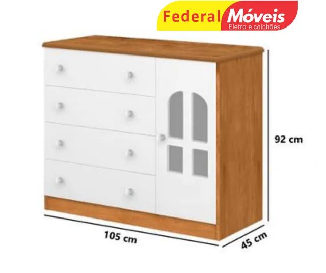 Cômoda Infantil 4 Gavetas 1 Porta em oferta - Solicite nosso Catálogo  - Foto 2