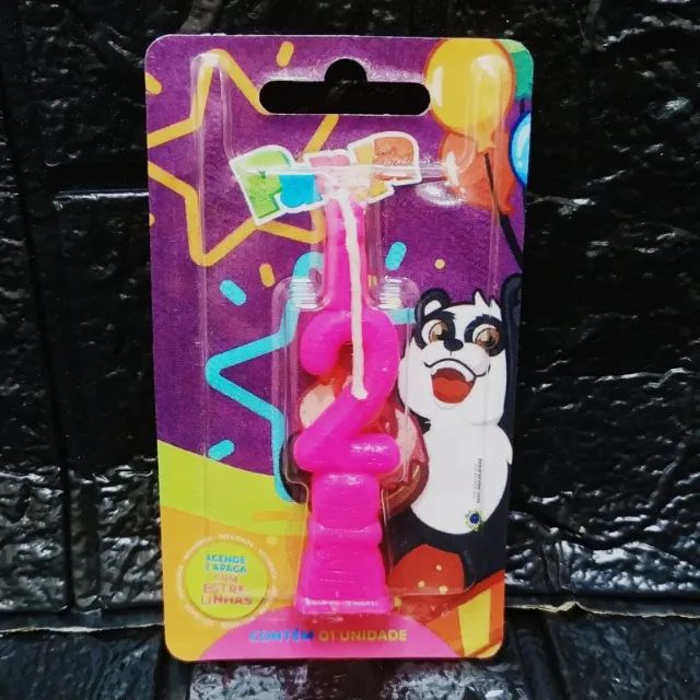 Vela Numero Para Aniversario N 2 Pink Panda - Foto 2