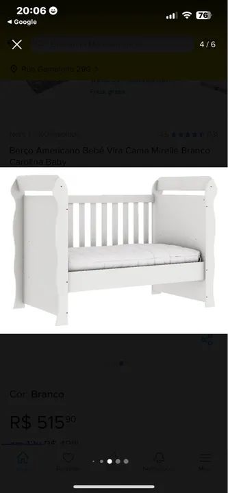 Berço Americano Bebê Vira Cama Miralle Branco - Foto 2