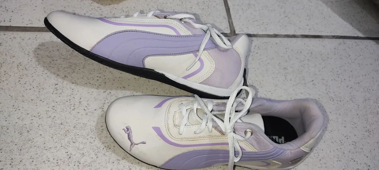 Tênis Puma Feminino Branco com Detalhes Lilás - Foto 3