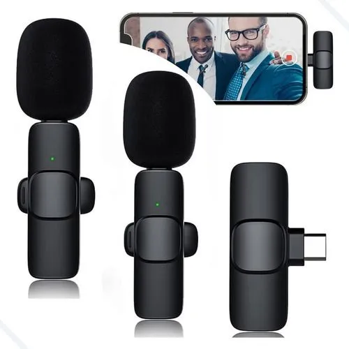 Microfone para Celular duplo 2 em 1 lapela sem fio Vídeo e Áudio de Alta Qualidade
