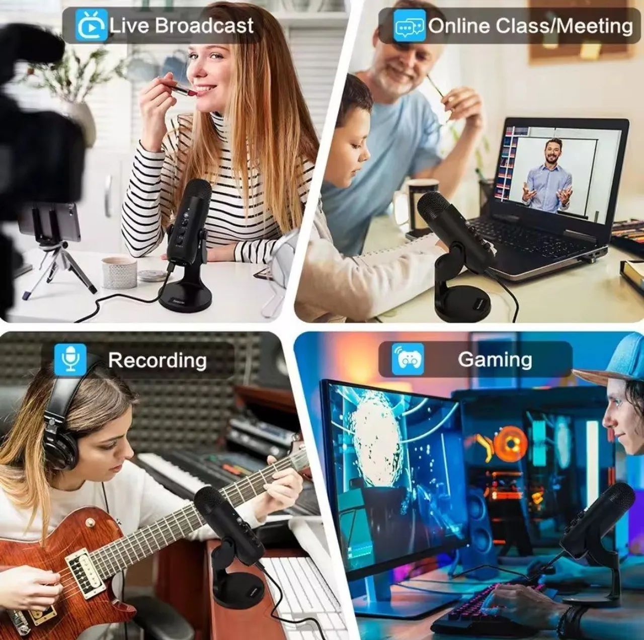 Microfone Haomuren Gravação Meet Podcast Gaming USB C - Foto 5
