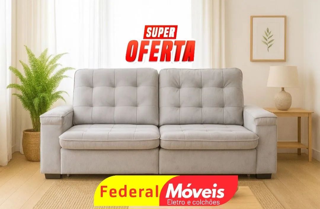  Sofá 2 Lugares Retrátil 2,30m - Novo e Sofisticado!