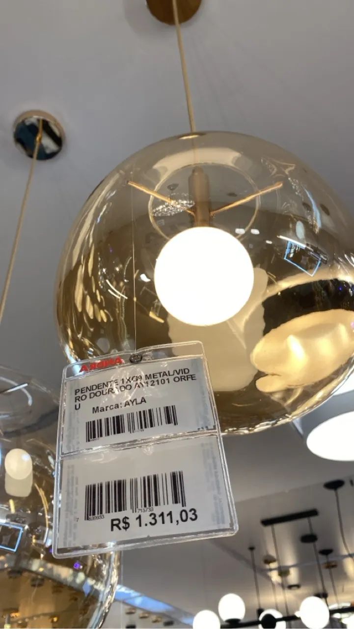 Pendente de Cristal Ayla Metal/Vidro Dourado de 1.000 por 900,00 - Foto 3