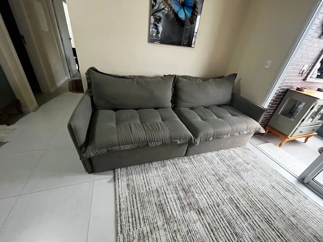 Sofá Retrátil 3 lugares - Verde - Novo - Foto 5