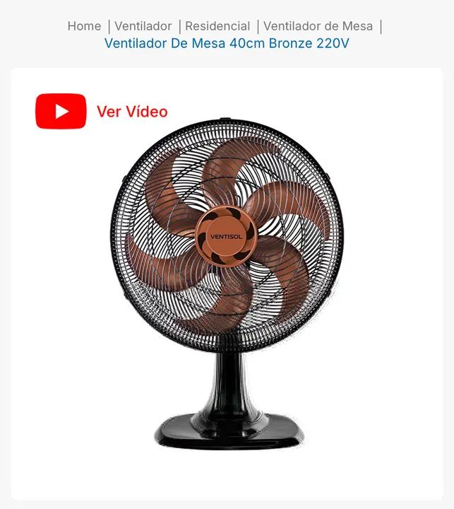 Ventilador de Mesa 40cm Bronze 220V - Ventisol - Foto 3