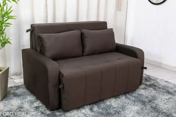 Sofá Cama Amora Veludinho Marrom - Entrega Rápida! 