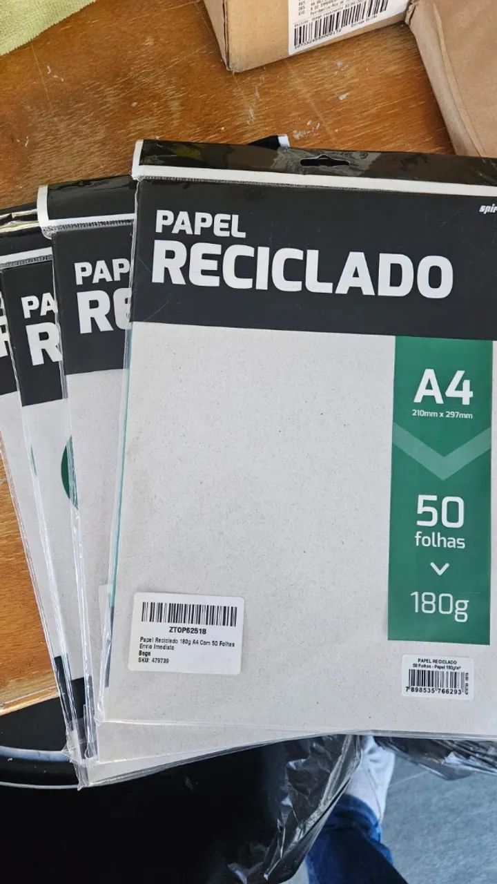 200 FOLHAS PAPEL RECICLADO 180G A4