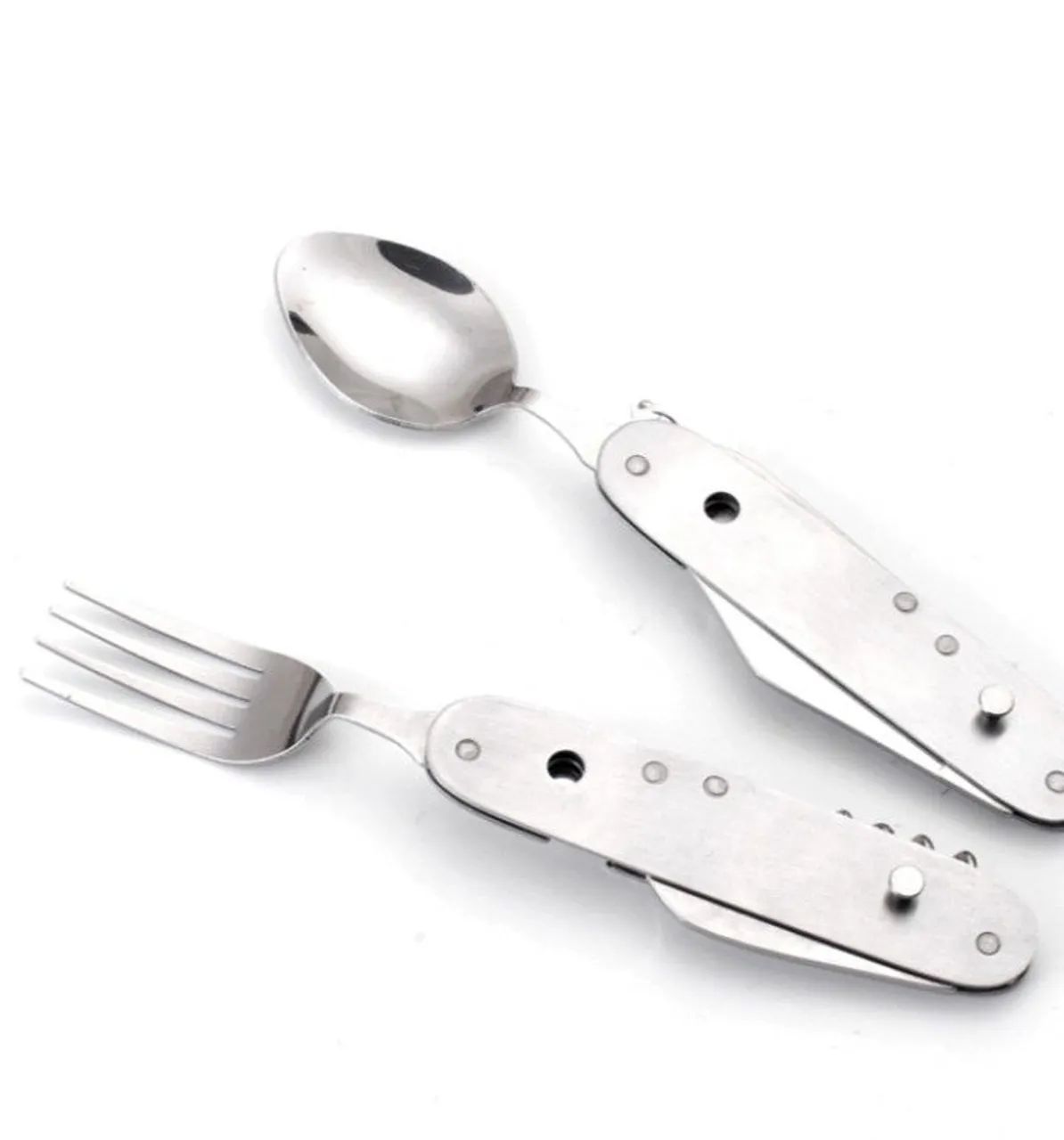 Kit de talheres multifuncional inox 7 em 1. 11 cm dobrado. Acompanha elegante case de lona - Foto 3