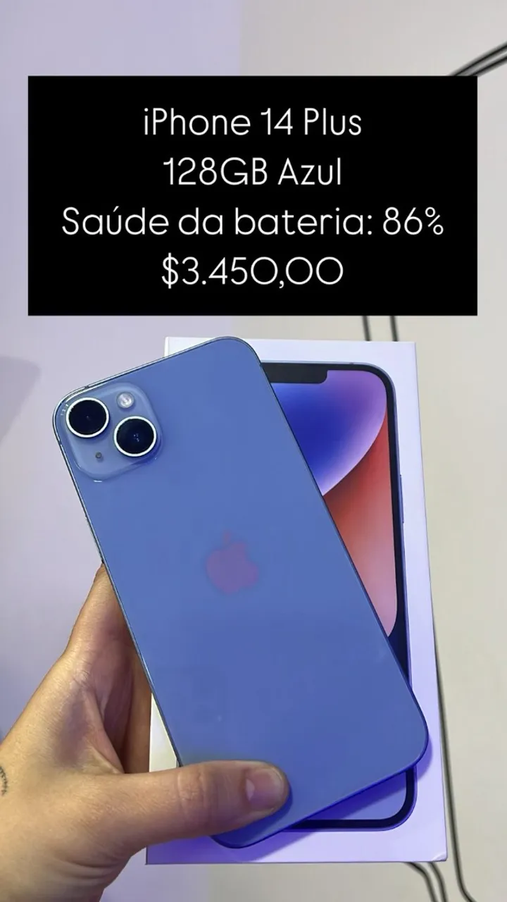 Iphone 14 128Gb Azul Saúde da Bateria 95% | Loja Física