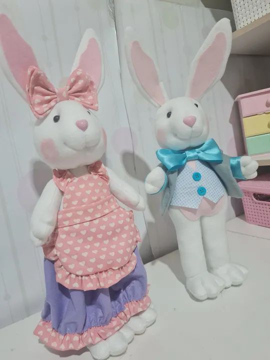Coelhos de Páscoa decorativos CASAL - Foto 2