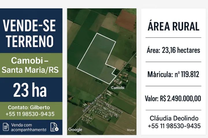 Terreno rural com vocação agrícola - 23ha em Santa Maria - Foto 2
