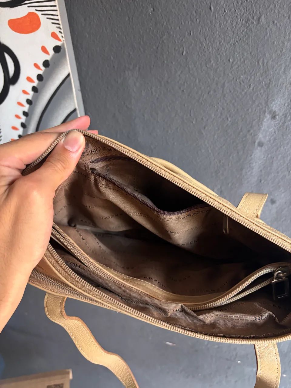 Bolsa de couro bege - Foto 4