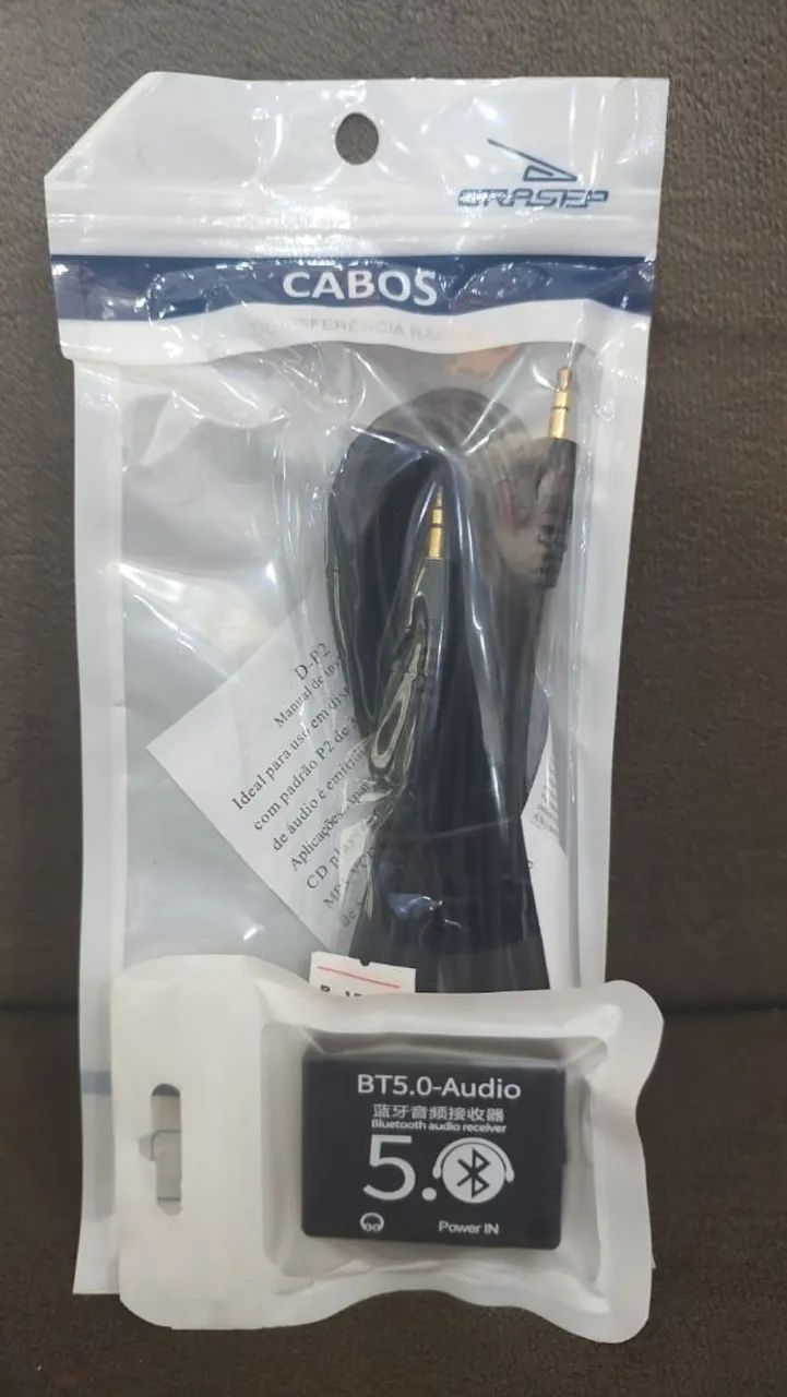 Cabo P2 para P2 3.5mm - Áudio Estéreo mais Bluetooth 
