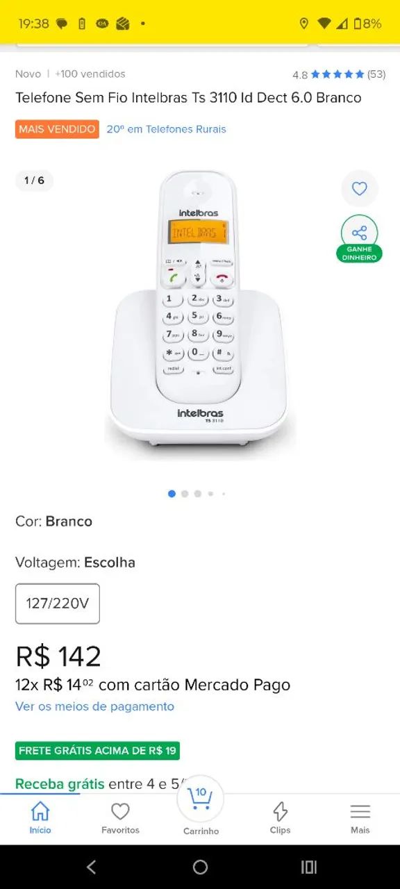 Telefone Intelbras sem fio branco  - Foto 3