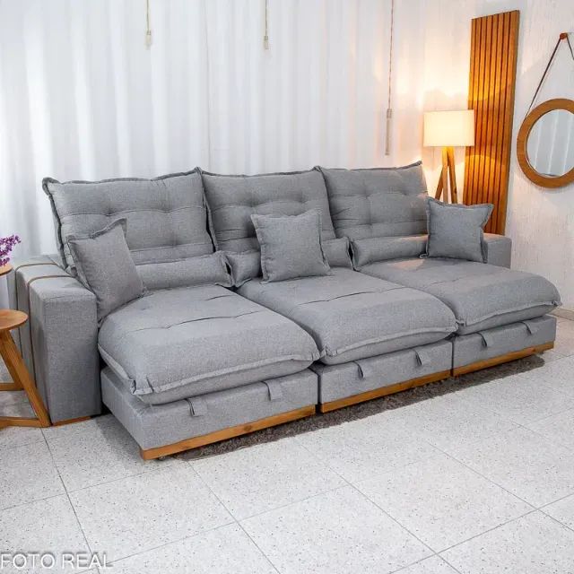 Sofá Retrátil Reclinável Mônaco 3.20m Linho RF - Foto 5