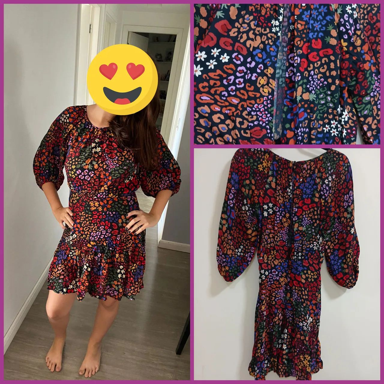 Vestido Estampado Floral com Manga 3/4