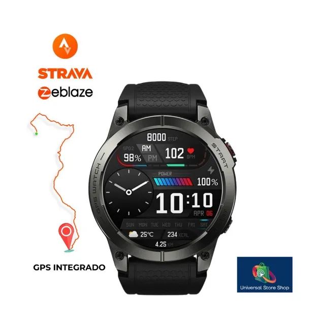 Smartwatch Zeblaze Stratos 3 Gps Integrado Tela Amoled Caixa Preto Pulseira Preta Original - Foto 6