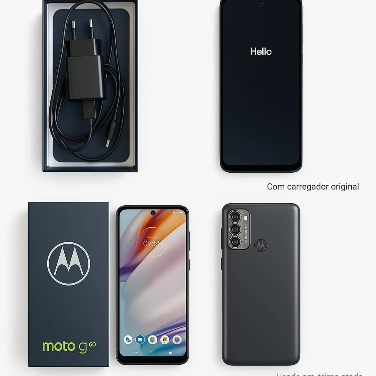 ? MOTOROLA G60 USADO Excelente Estado Bateria 100%<br>? De R$799,90 por apenas R$699,90!