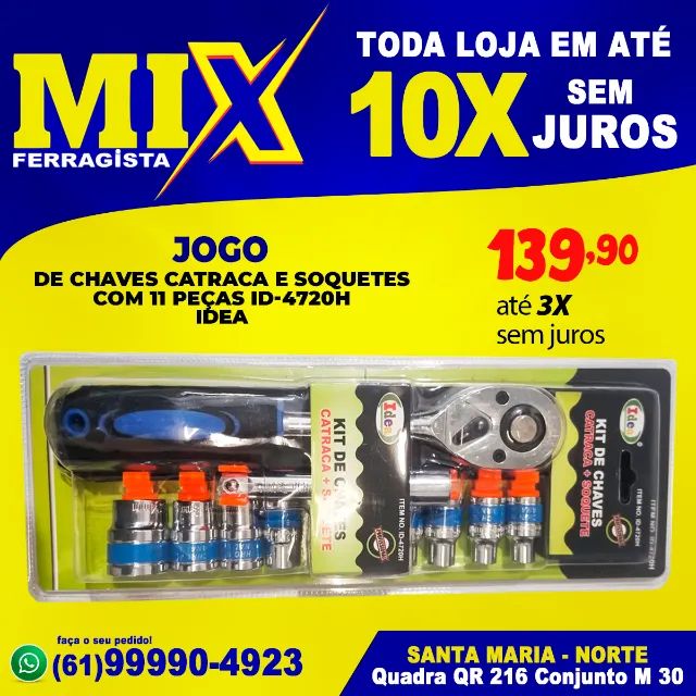 Kit de Chaves Catraca e Soquetes Com 11 Peças ID-4720H IDEA