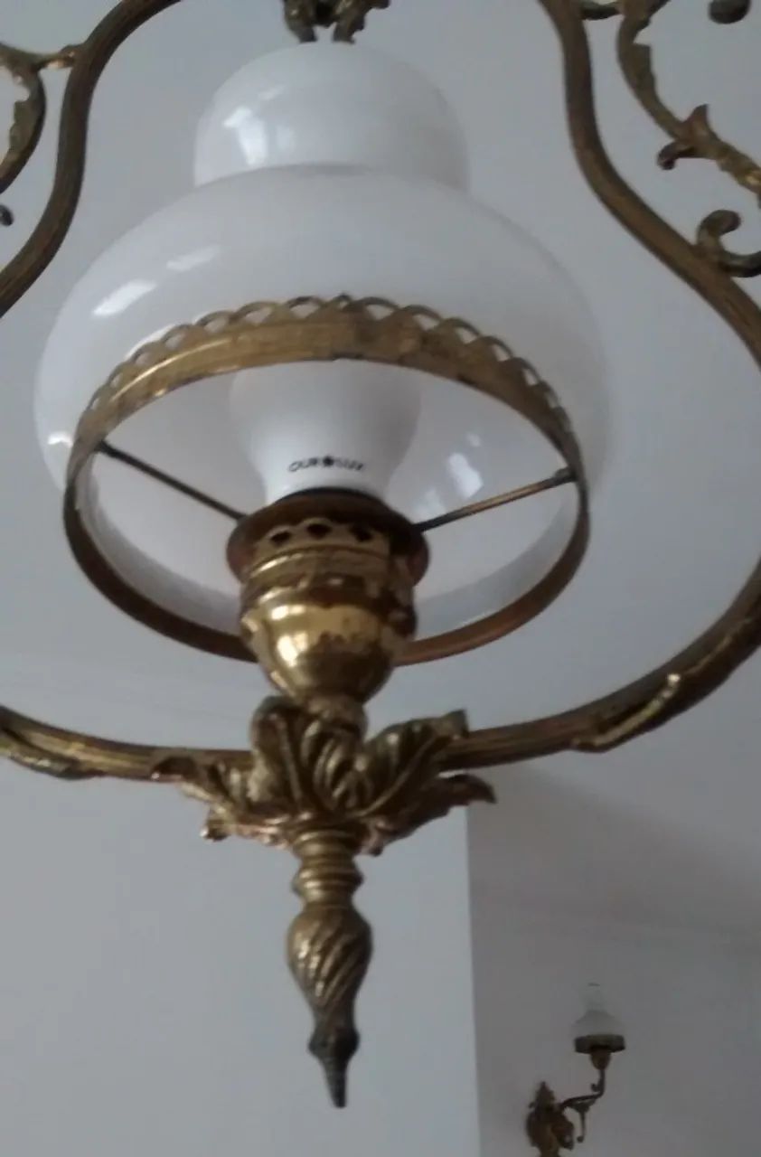 Lustre pendente de bronze antigo - Foto 4