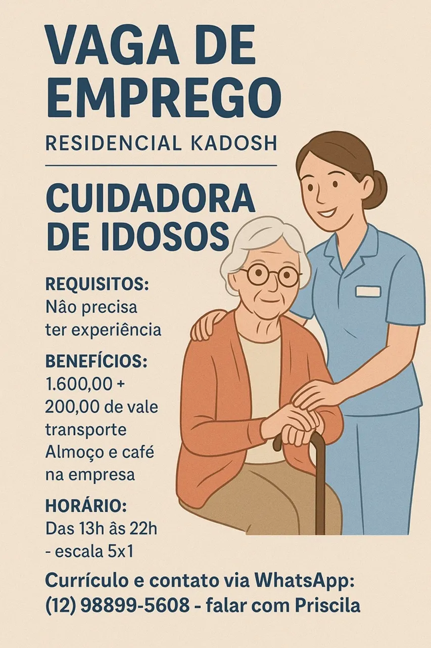 "vaga de cuidadora de idosos" - Vagas de emprego no Brasil