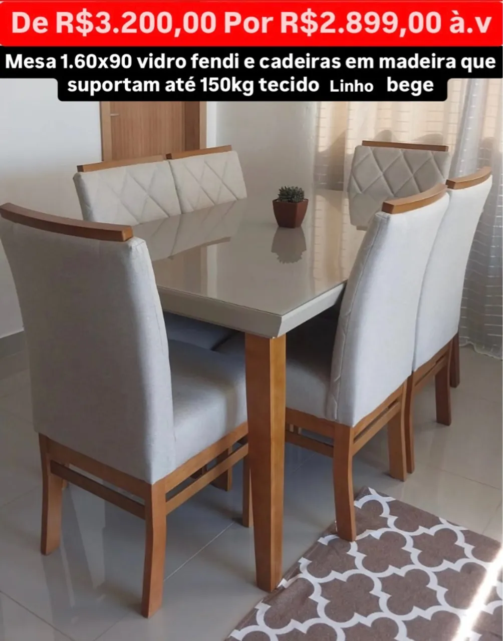 Mesas de jantar com 6 lugares novas a pronta entrega