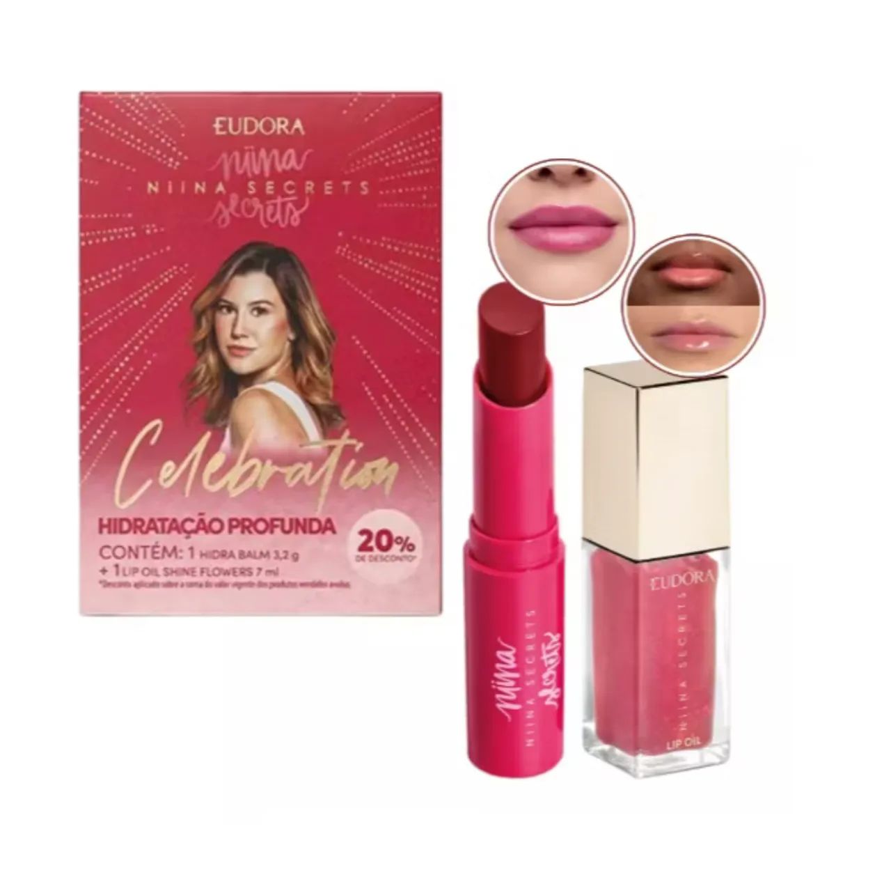 Niina Secrets Celebration Combo com Lip Oil e Hidra Balm Eudora - Foto 3