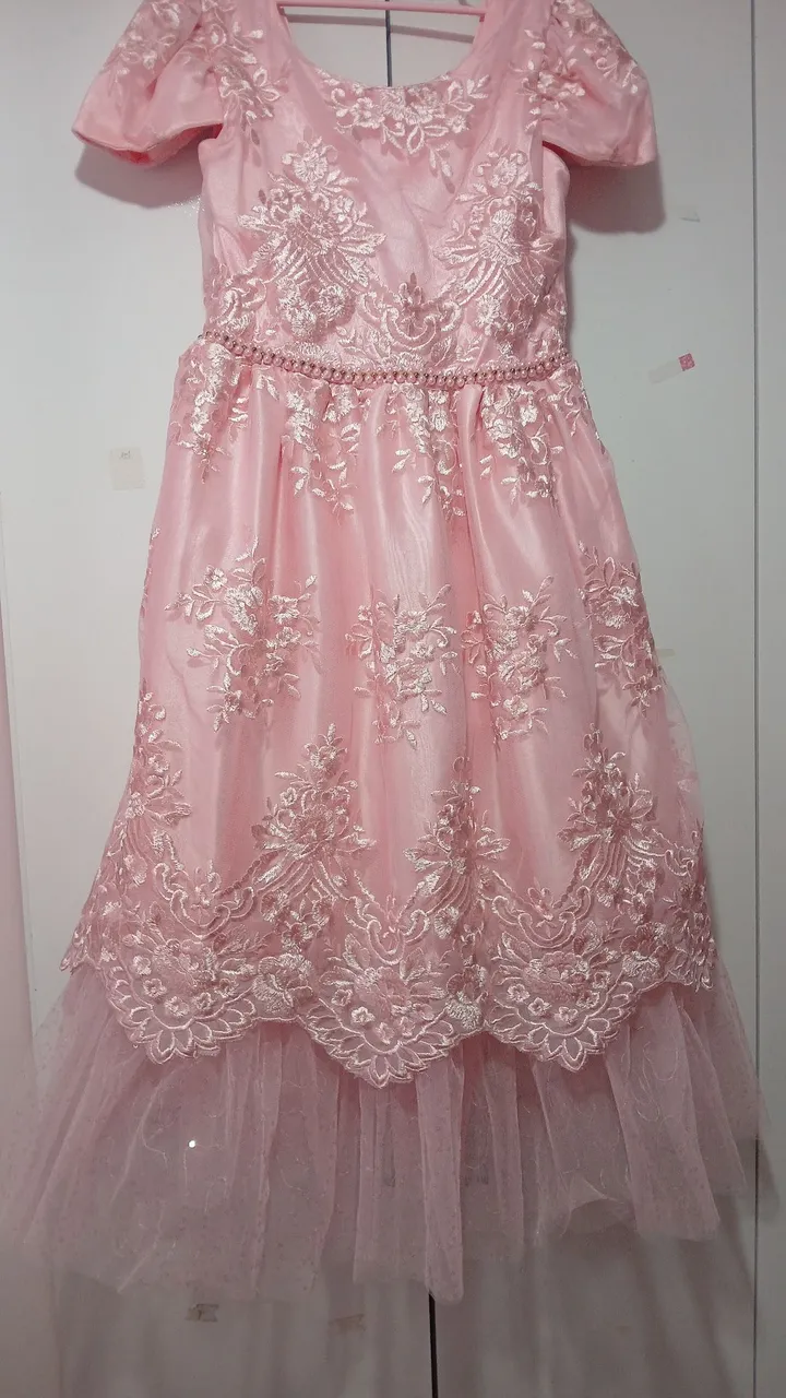 Vestido de Festa Infantil Rosa com Renda e Tule