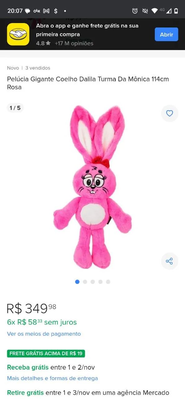 Urso de pelúcia Dalila - A turma da Mônica 1,10cm - Foto 2