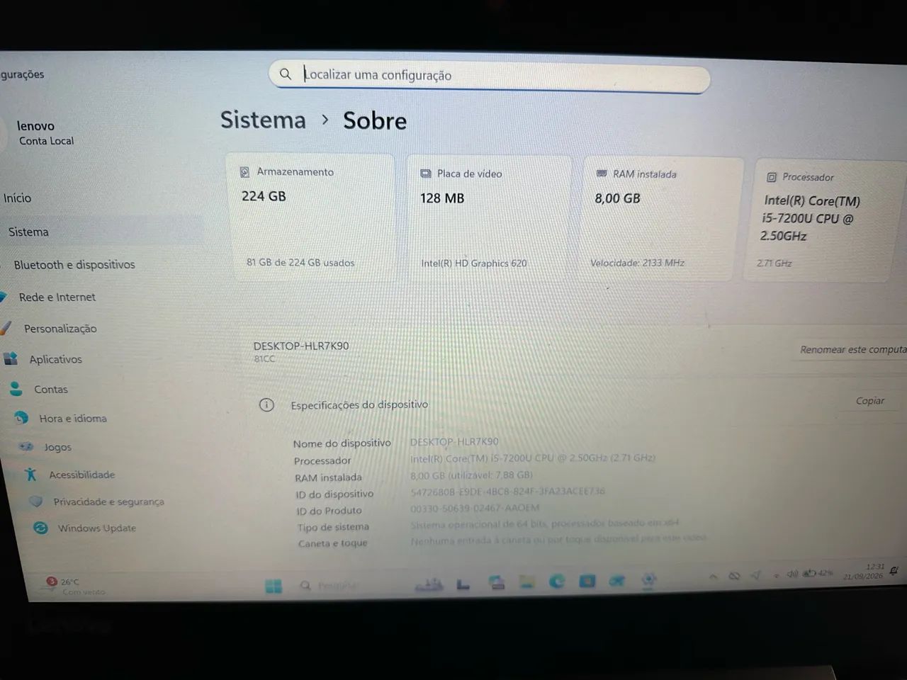 Notebook Lenovo i5 com Windows 11 - Apenas R$ 1.000,00 - Foto 2