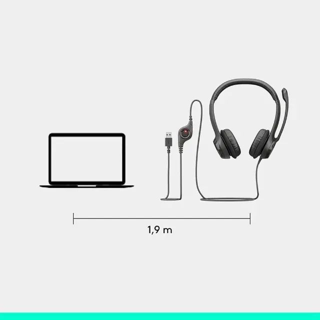 Headset Office Logitech H390, Controles de Áudio Integrado - WZetta - Foto 5