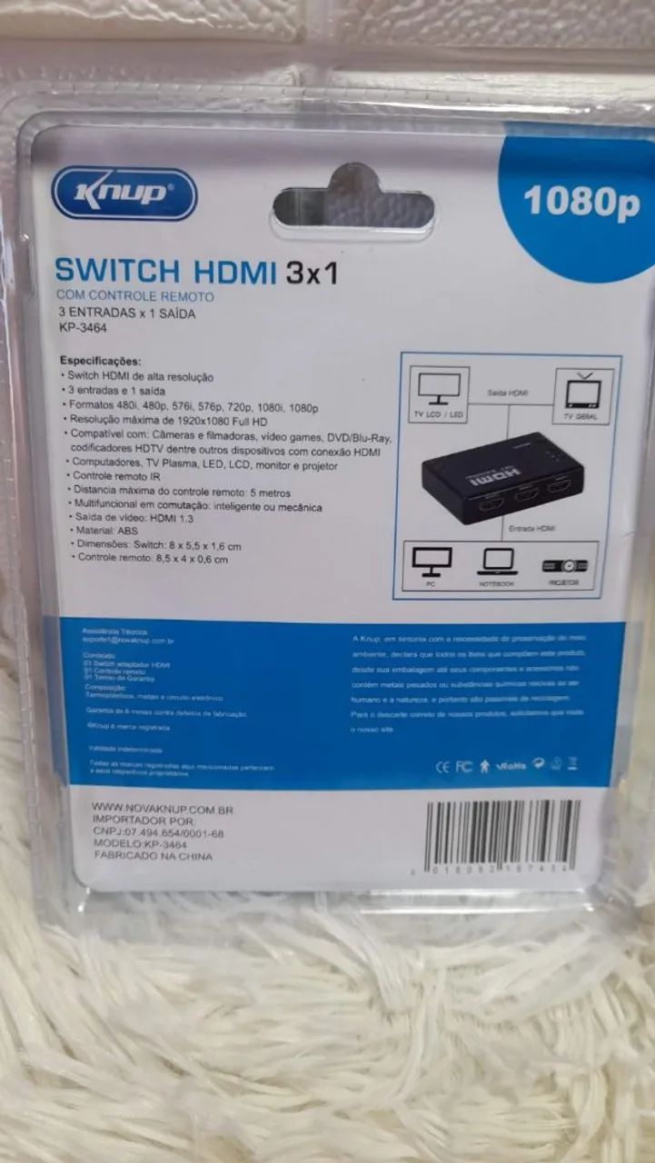 Switch HDMI 3 em 1 com controle e seletor de entrada / OFERTA IMPERDÍVEL  - Foto 2