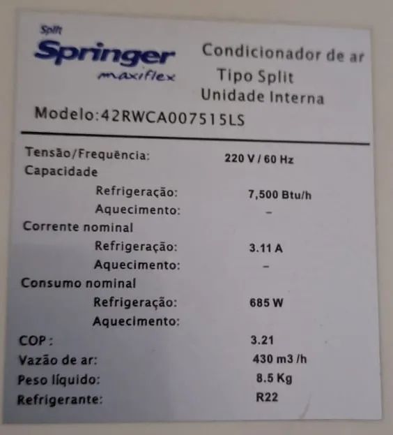 Ar condicionado Springer 7.500 BTUs - Foto 2