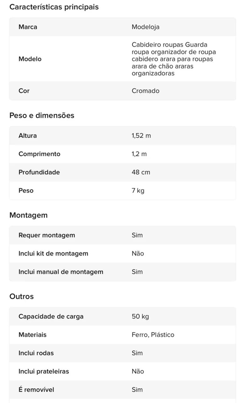 Arara de Roupas de Chão Cromada - Regulável e com Rodinhas (Perfeito Estado) - Foto 5