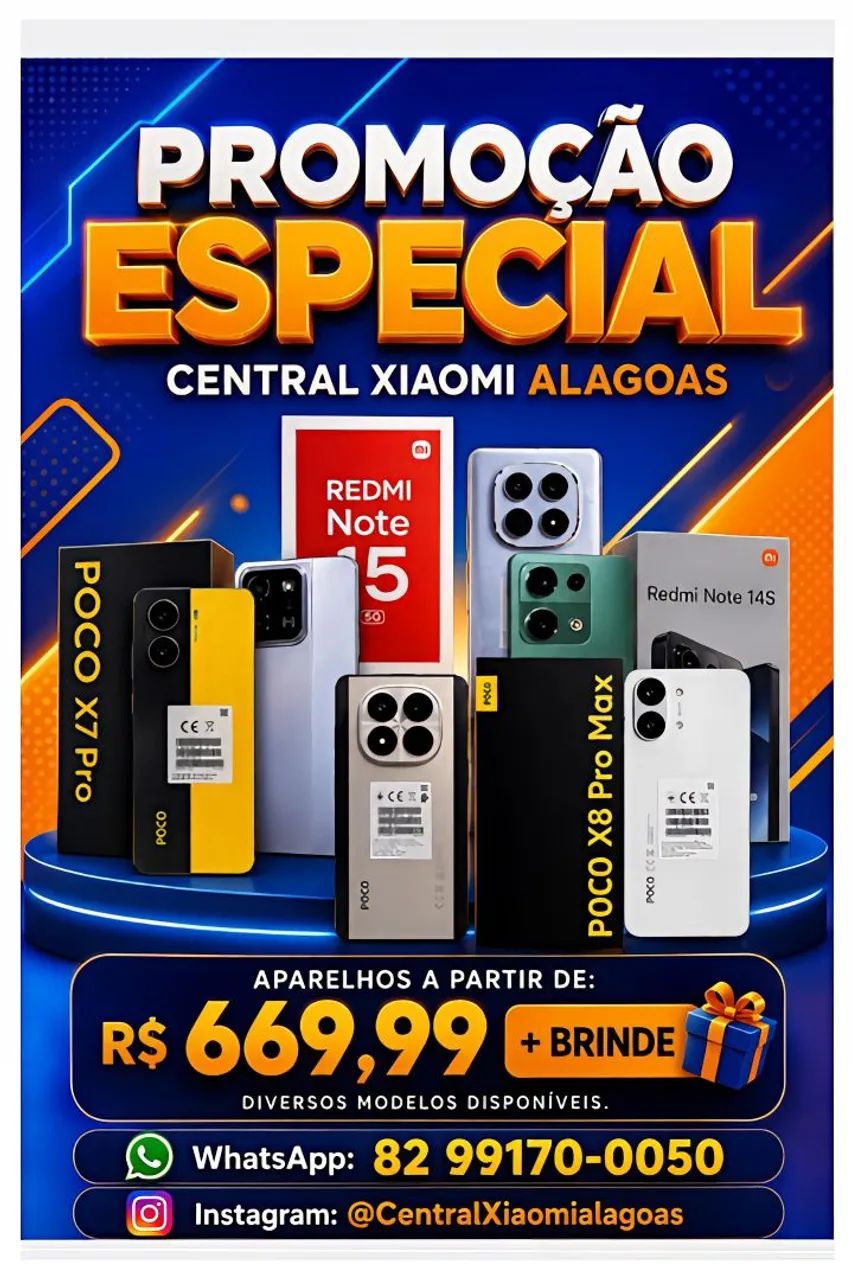 Xiaomi Redmi Note 15 Pro 5G, Poco X8 Pro 5G e Diversos Modelos Disponíveis 