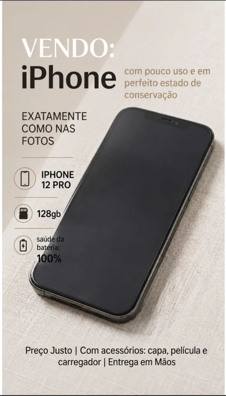 VENDO IPHONE 12 PRO COM 2 CAPAS E 1 CARREGADOR - EM PERFEITO ESTADO 