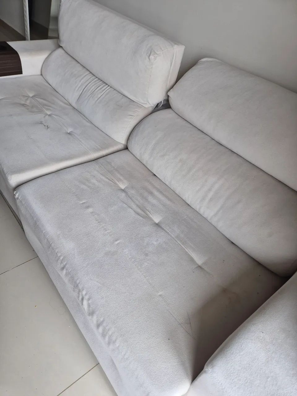 Sofá retrátil reclinavel bege 3 lugares 2.50 