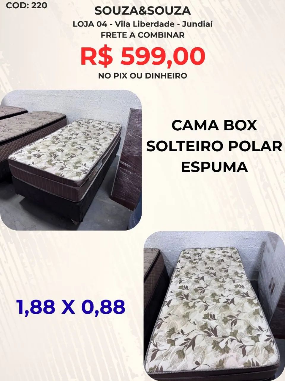 Cama box solteiro Polar espuma