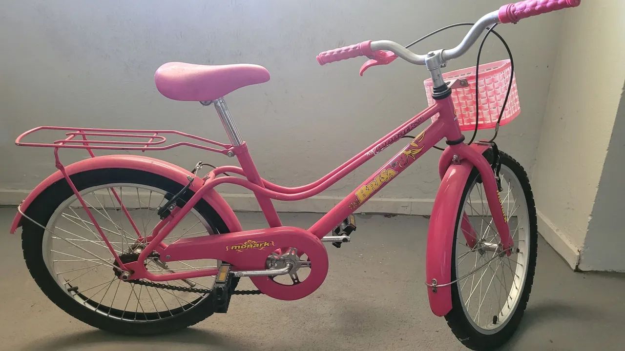 Bicicleta Infantil Aro 20 Rosa Monark c/Cesta e Bagageiro - Foto 5