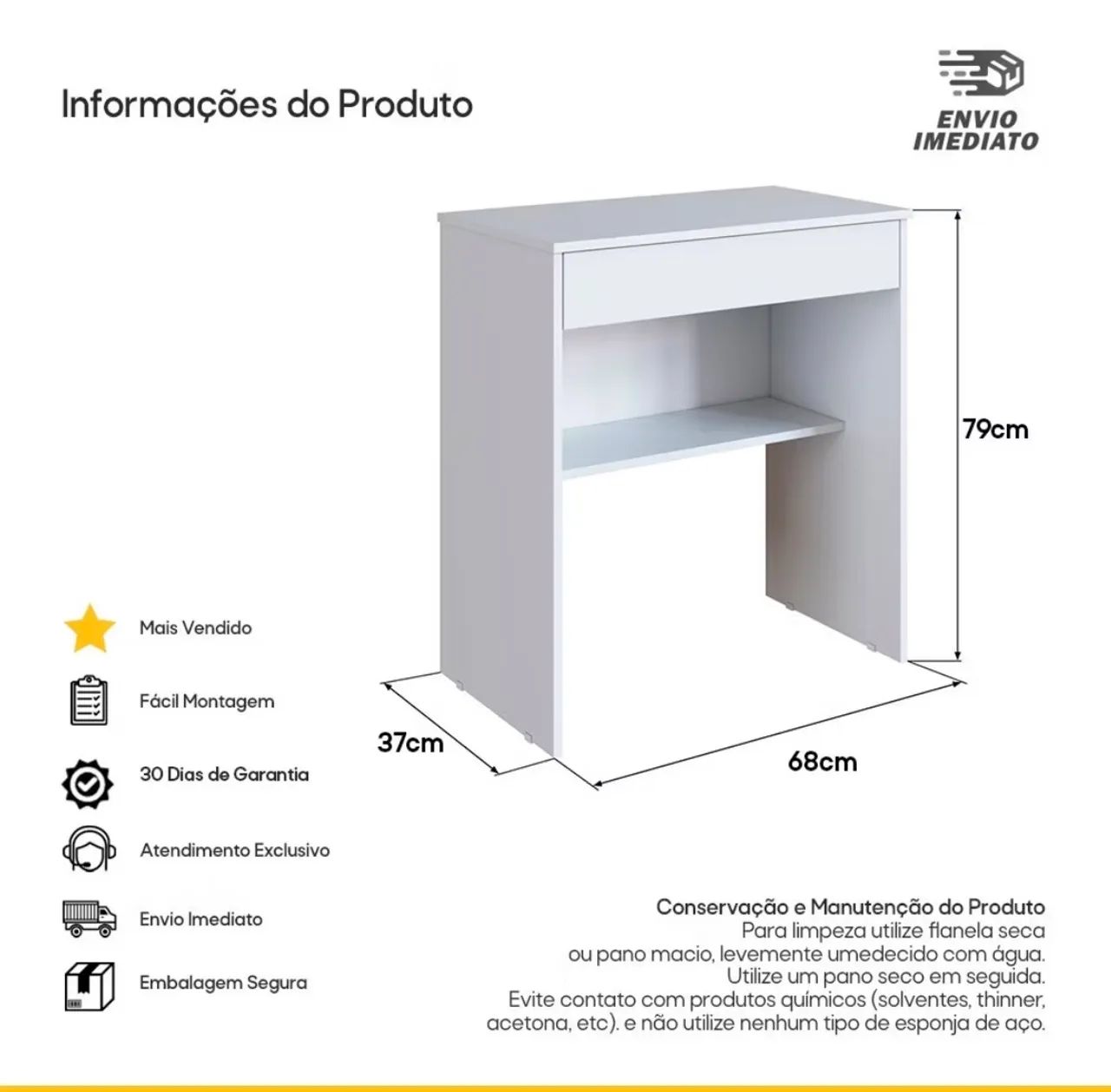 Escrivaninha Branca Compacta em Excelente Estado - Foto 4