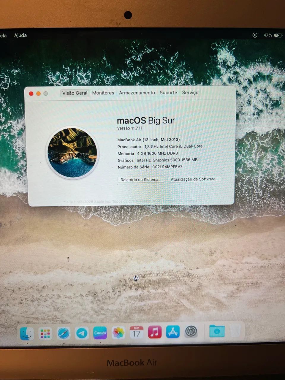 MacBook Air 2013: Tela: 13