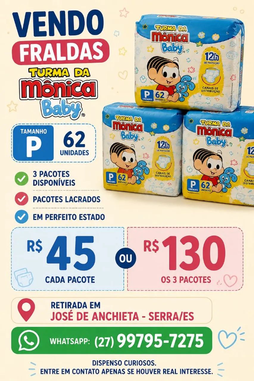 Fraldas turma da Monica 