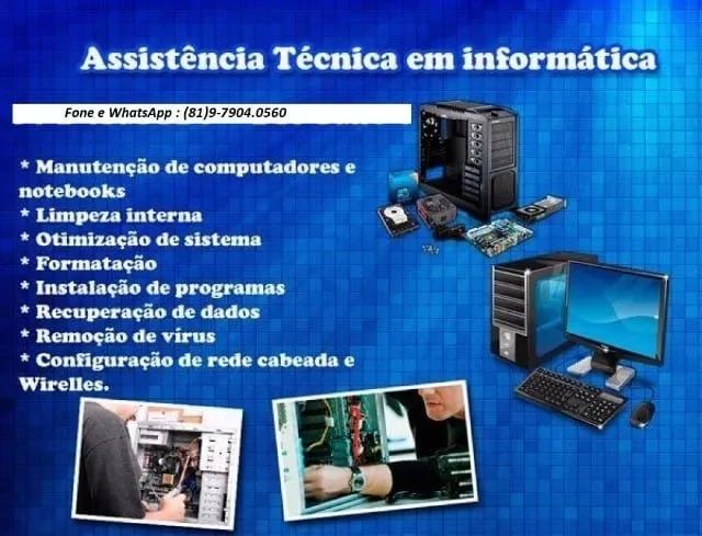 Serviços de Manutenção de computadores -atendimento em domicílio ou no meu local
