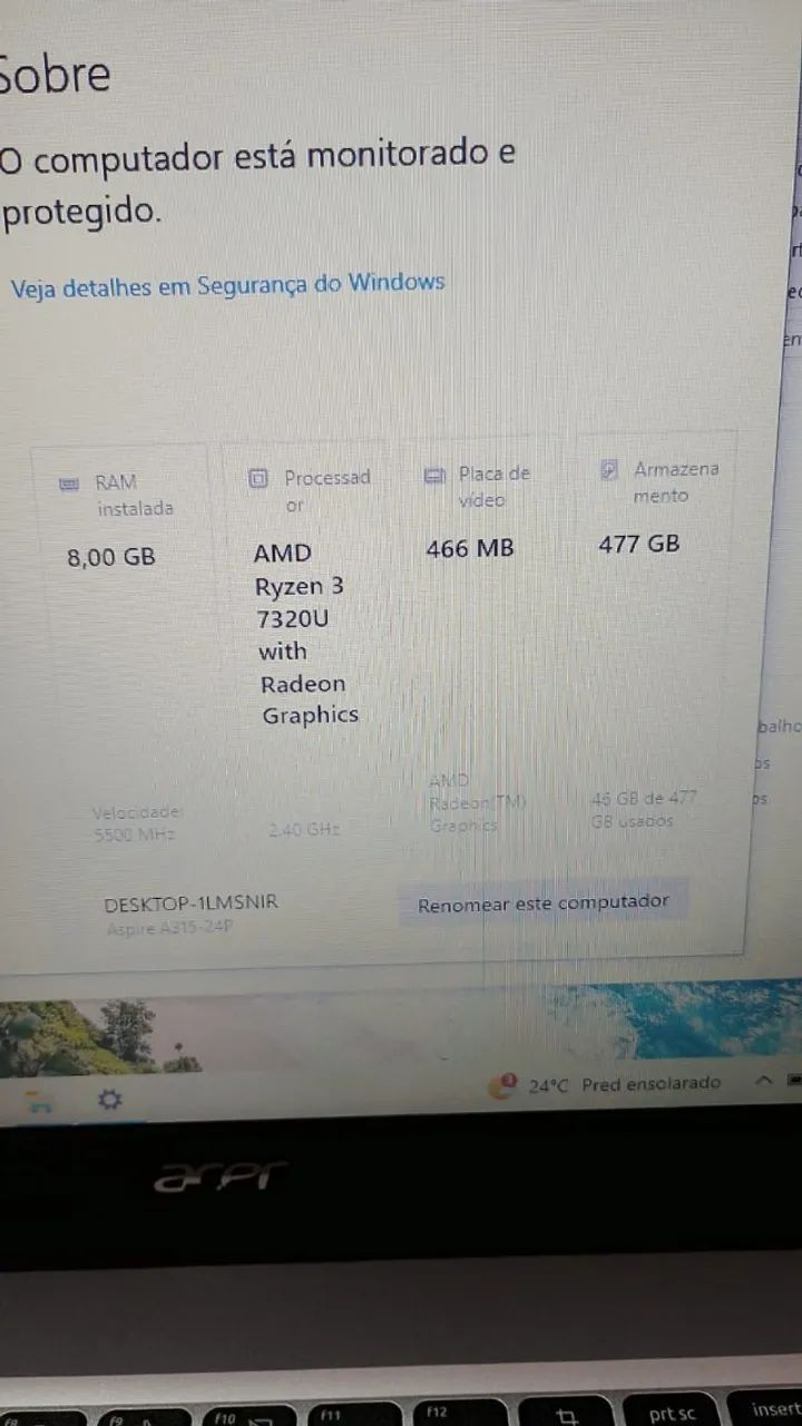 Notebook acer ryzen 3 serie 7000 com video integrado (rapido) - Foto 4