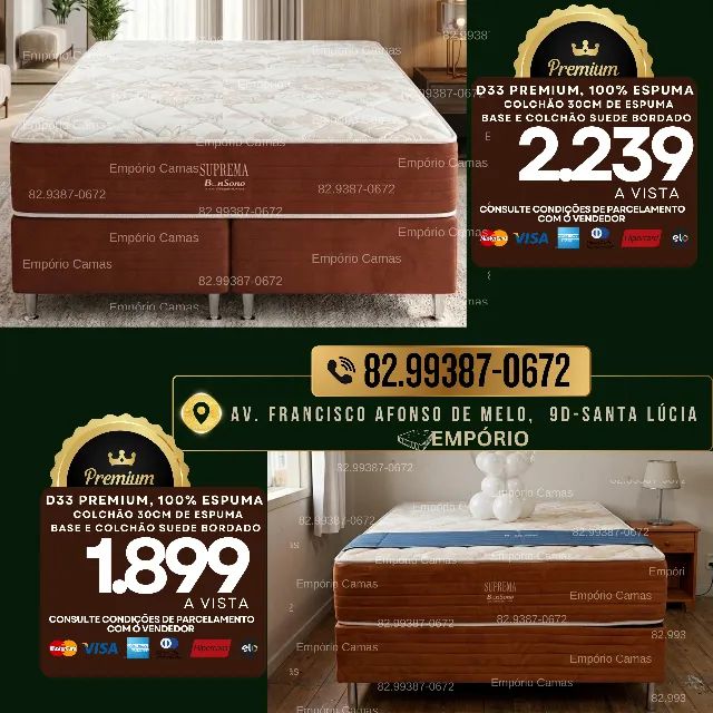 cama D33 pemium Colchão 30cm de espuma Conjunto base e colchão